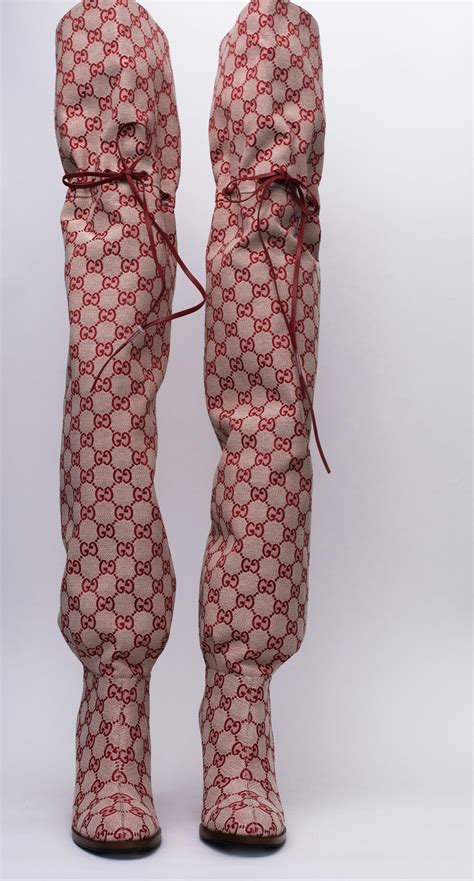 gucci woven combat boots|gucci monogram thigh high boots.